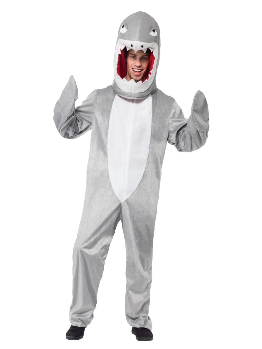 Shark Costume Adult Grey Bodysuit Hood 2