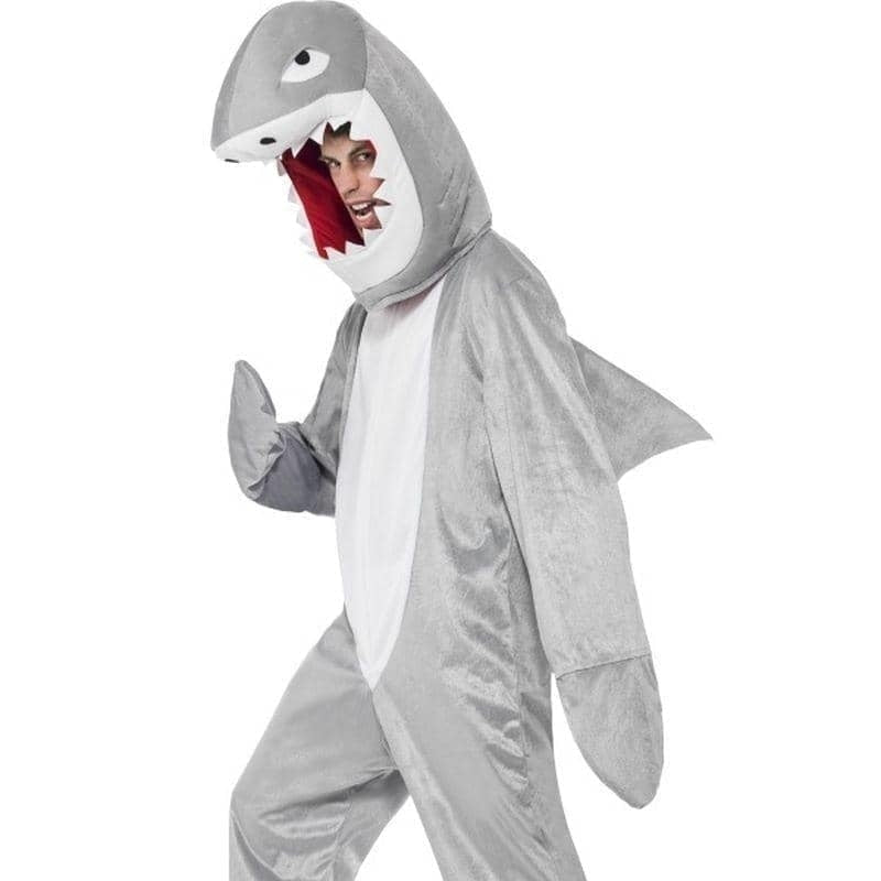 Shark Costume Adult Grey Bodysuit Hood 1