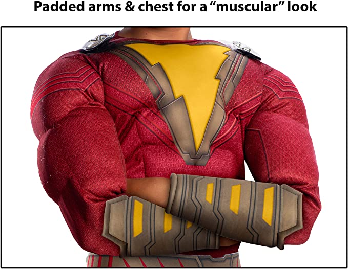 Shazam Costume Movie Childs Deluxe Red Muscle Jumpsuit 2