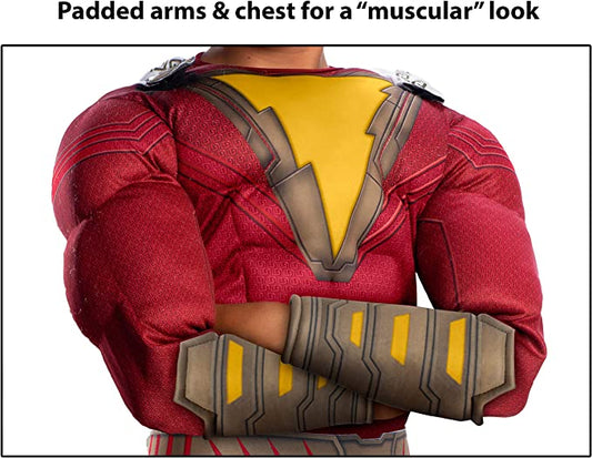 Shazam Costume Movie Childs Deluxe Red Muscle Jumpsuit 2
