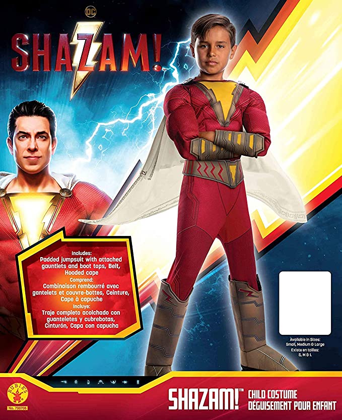 Shazam Costume Movie Childs Deluxe Red Muscle Jumpsuit 3