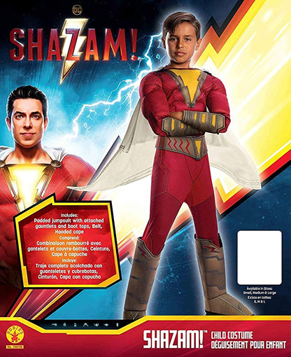 Shazam Costume Movie Childs Deluxe Red Muscle Jumpsuit 3