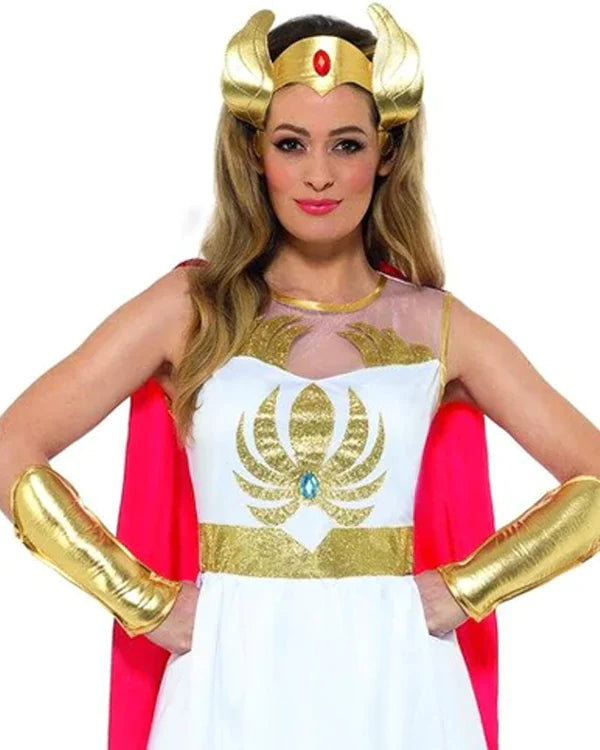 She Ra Costume Glitter Print Adult White Dress 3
