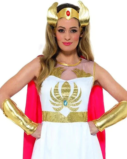 She Ra Costume Glitter Print Adult White Dress 3