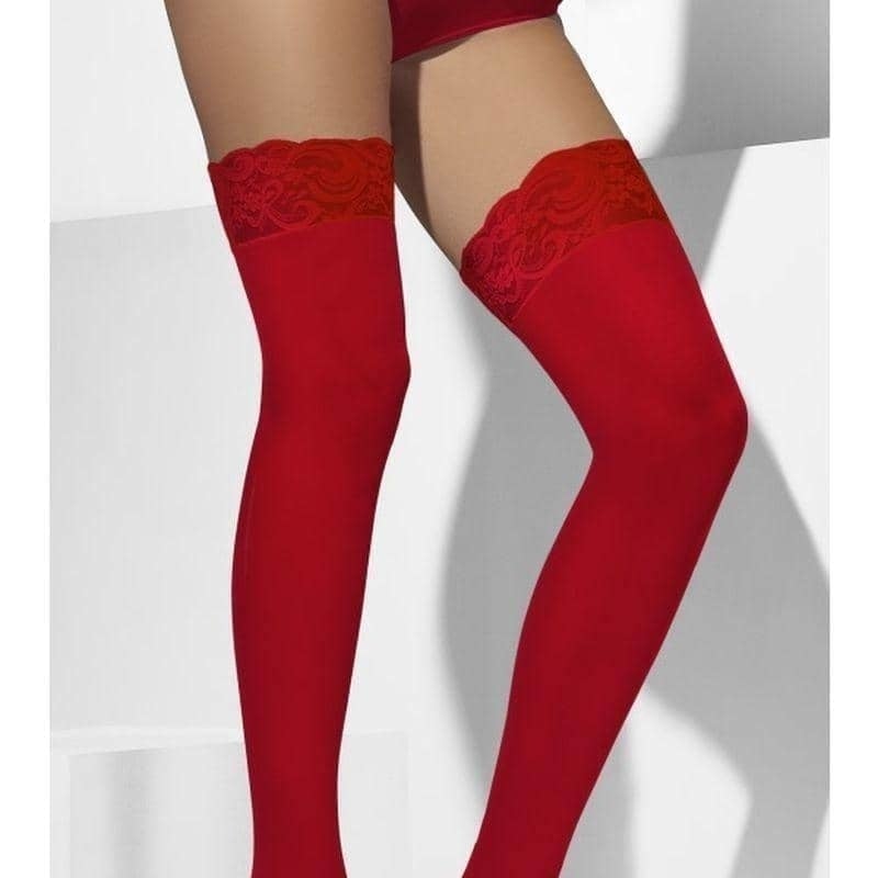 Sheer Hold Ups Adult Red Lace Tops with Silicone_1