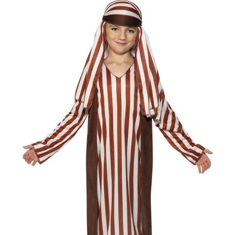 Shepherd Costume Kids Brown White Robe Headpiece 1