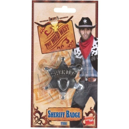 Sheriff Star Badge Adult Silver Coloured Metal 65mm Costume Accessory 2