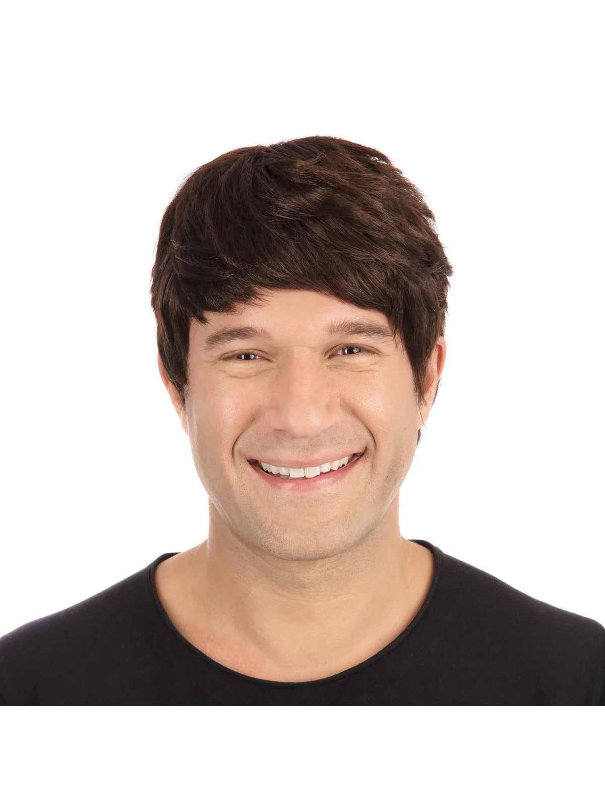Short Brown Mens Wig Boy Band Beatles Style 1