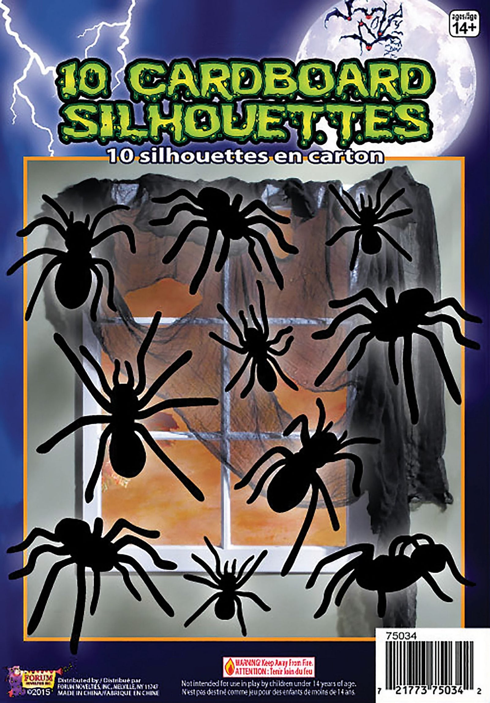 Silhouette Shadow Spiders 10pc Halloween Items Unisex 1