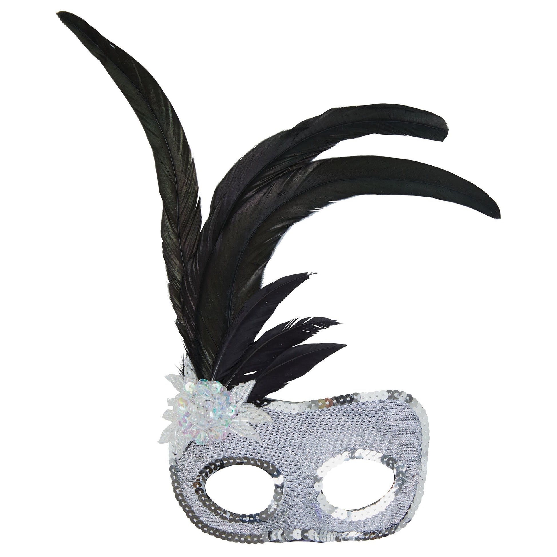 Silver Face Mask With Sequins 1