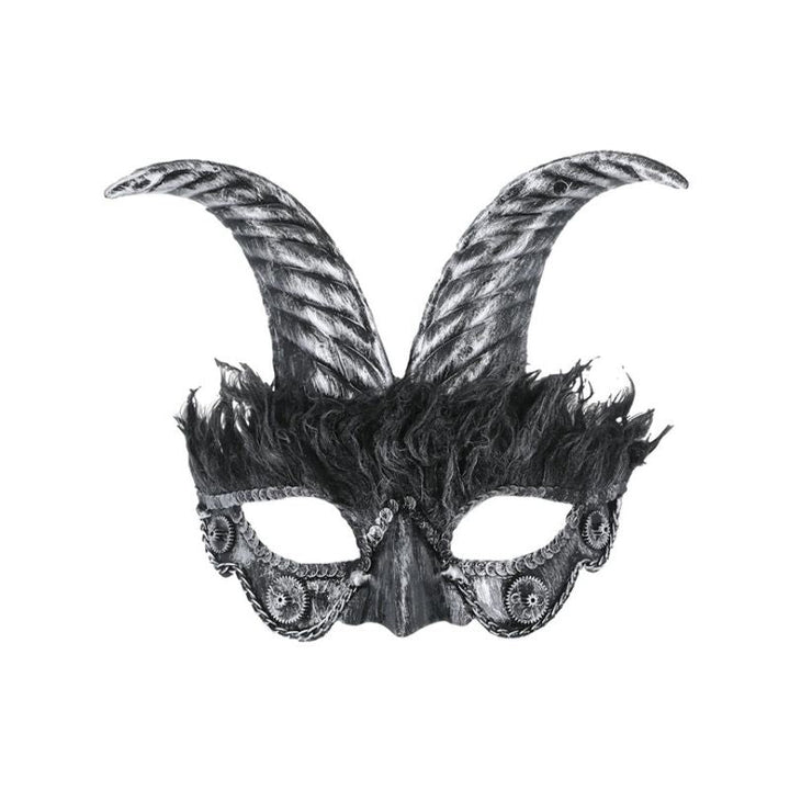 Silver Masquerade Horned Mask Adult_1