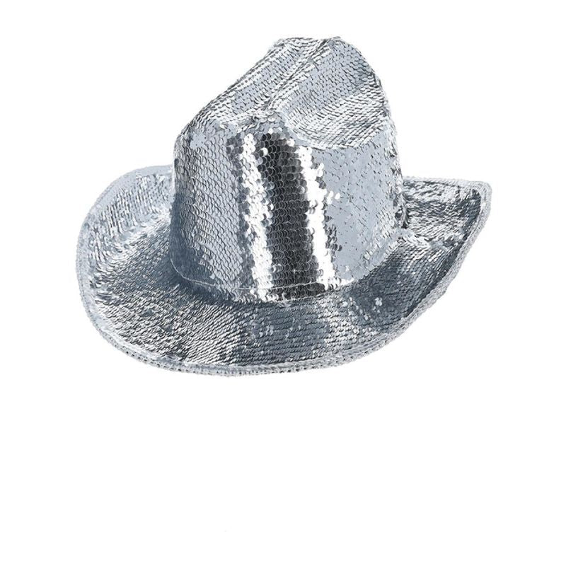 Silver Sequin Cowboy Hat Fever Deluxe Adult 1