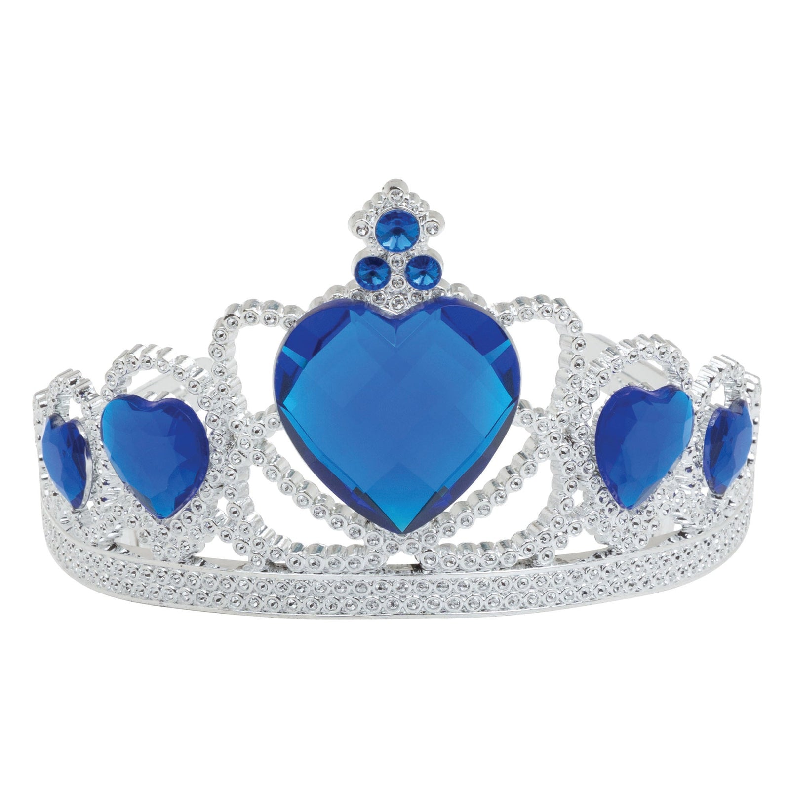 Silver Tiara Plastic Blue Stone Princess Costume Accessory 1