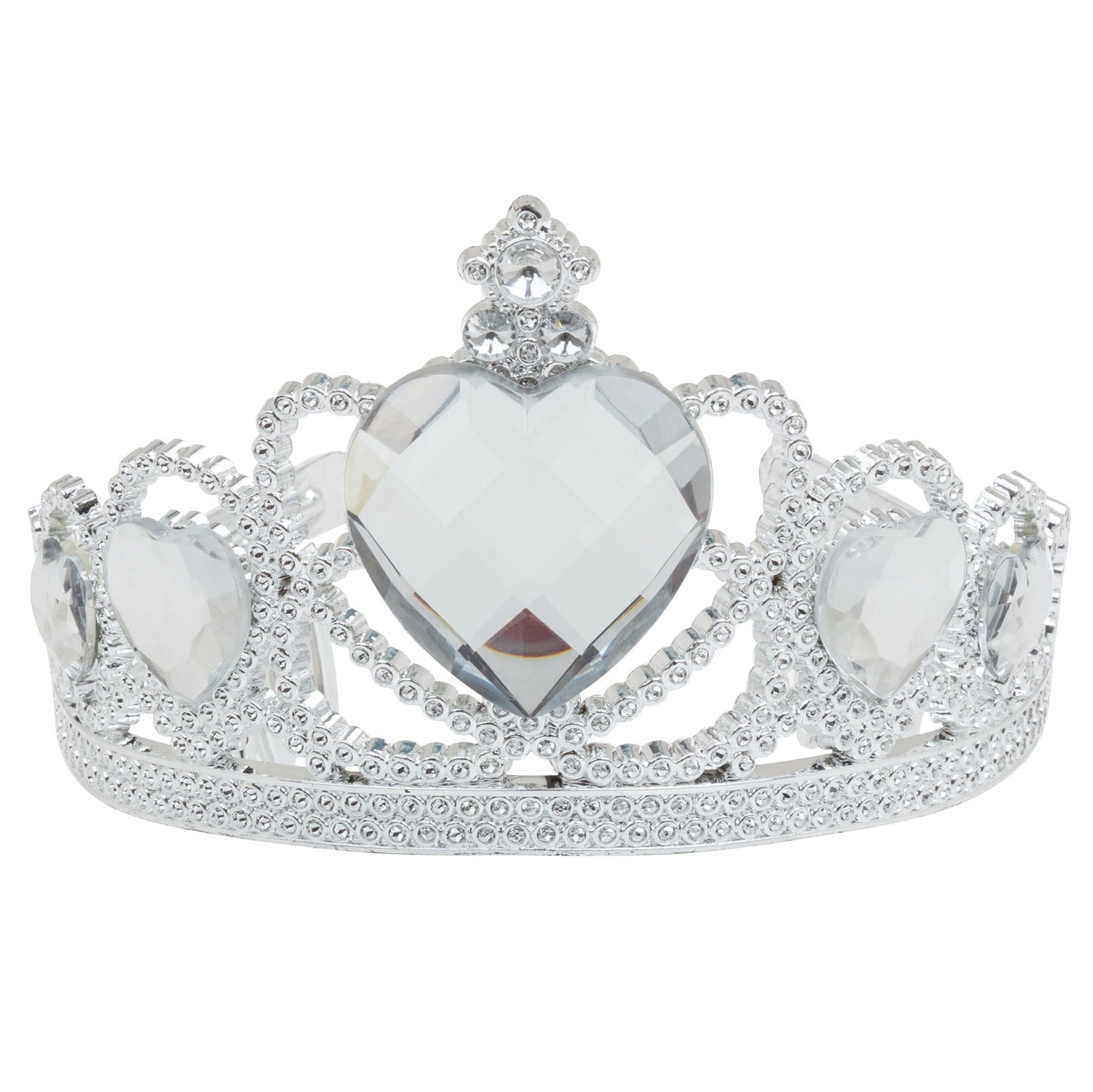 Silver Tiara Plastic Clear Stone Princess Costume Accessory 1
