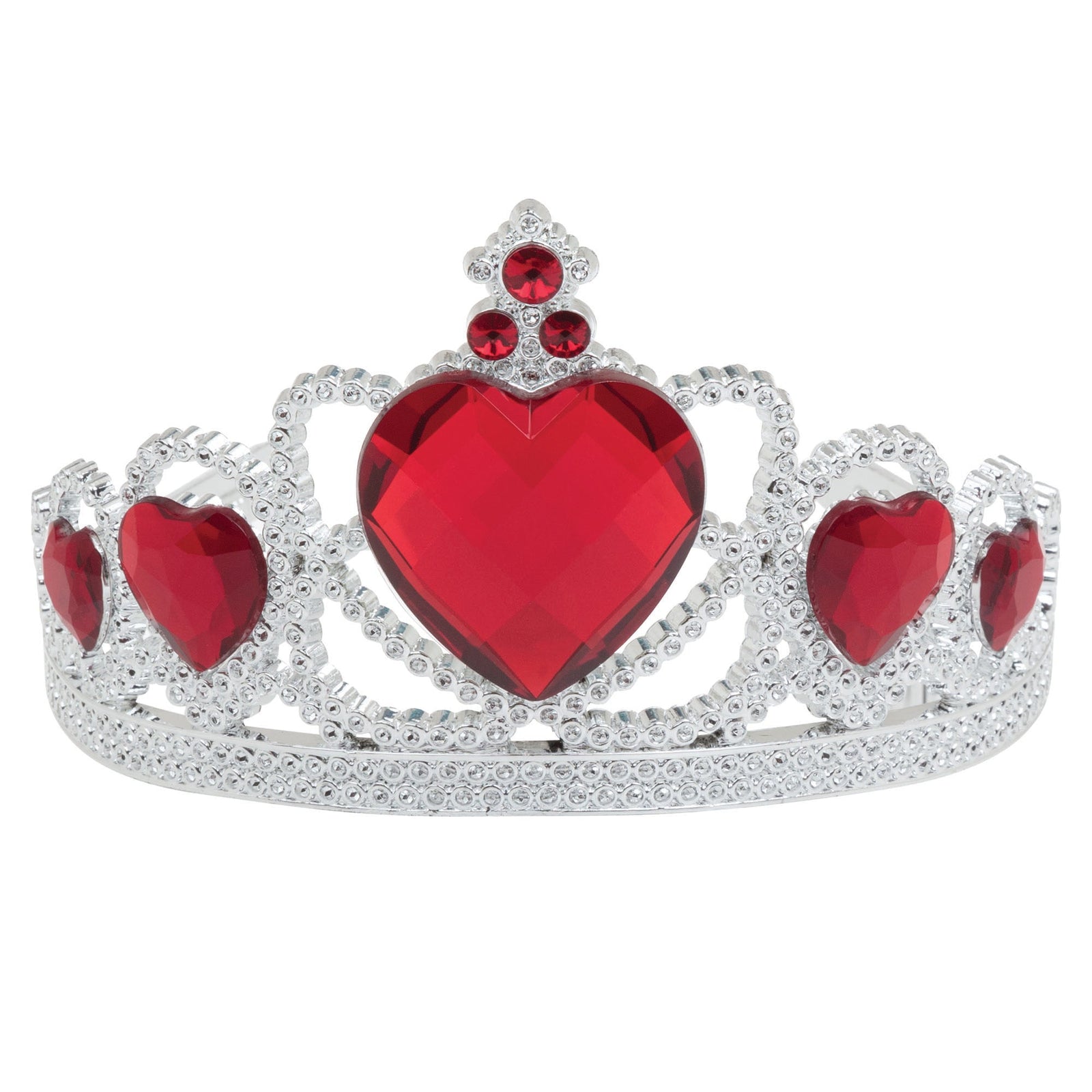 Silver Tiara Plastic Red Stone Princess Costume Accessory 1