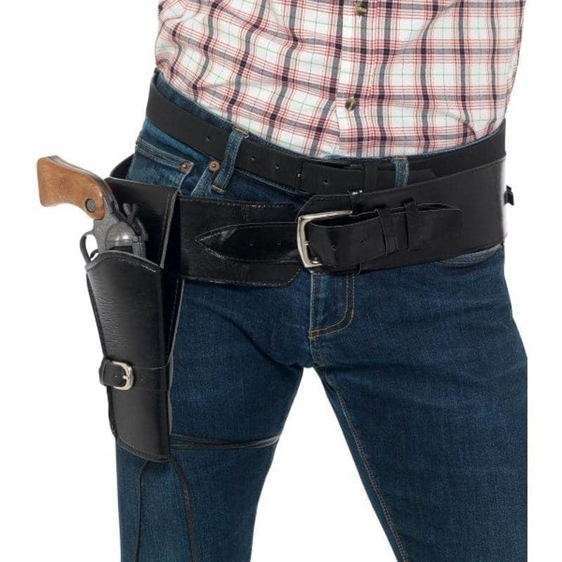 Single Holster Faux Leather with Belt Adult Black_1