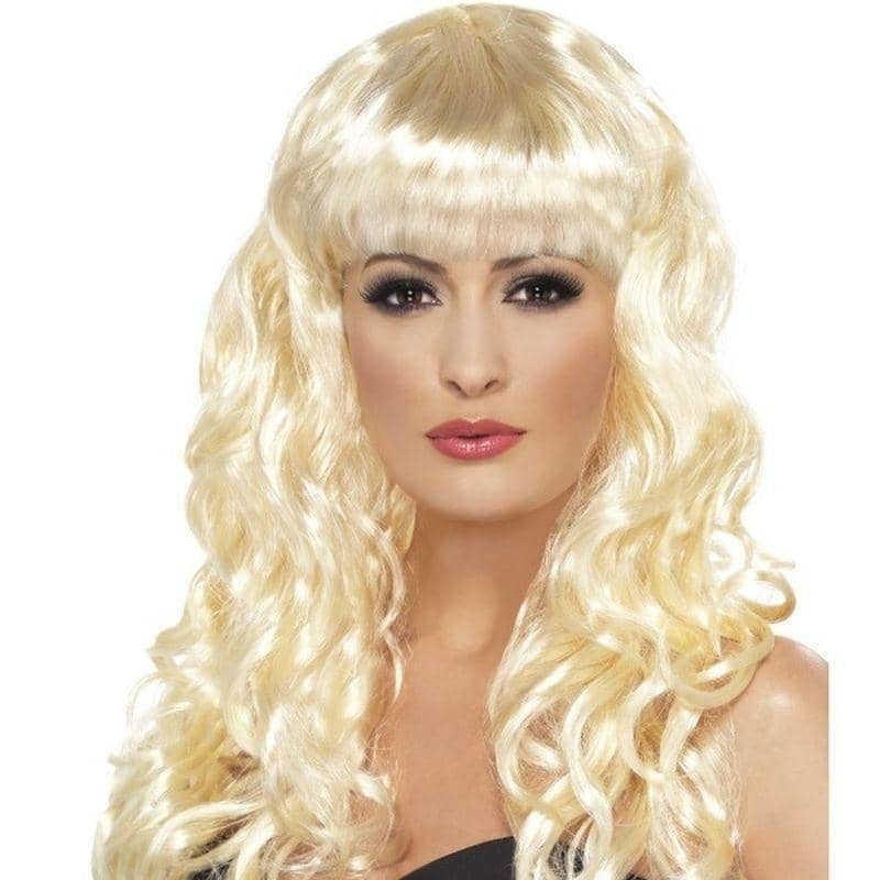 Siren Wig Long Curly Blonde Fringed Adult Costume Hair 1