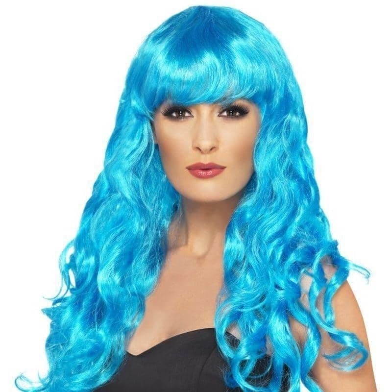 Siren Wig Adult Curly Long Blue Fringed Costume Hair 1
