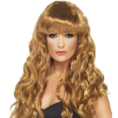 Siren Wig Adult Brown Long Curly with Fringe Costume Hair 2