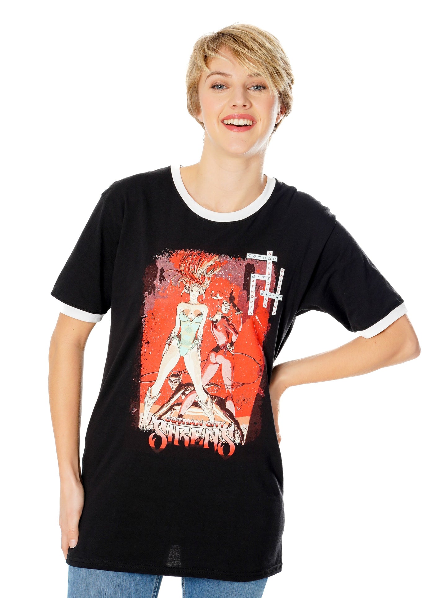 Sirens Crossword Black Ringer T-Shirt 5