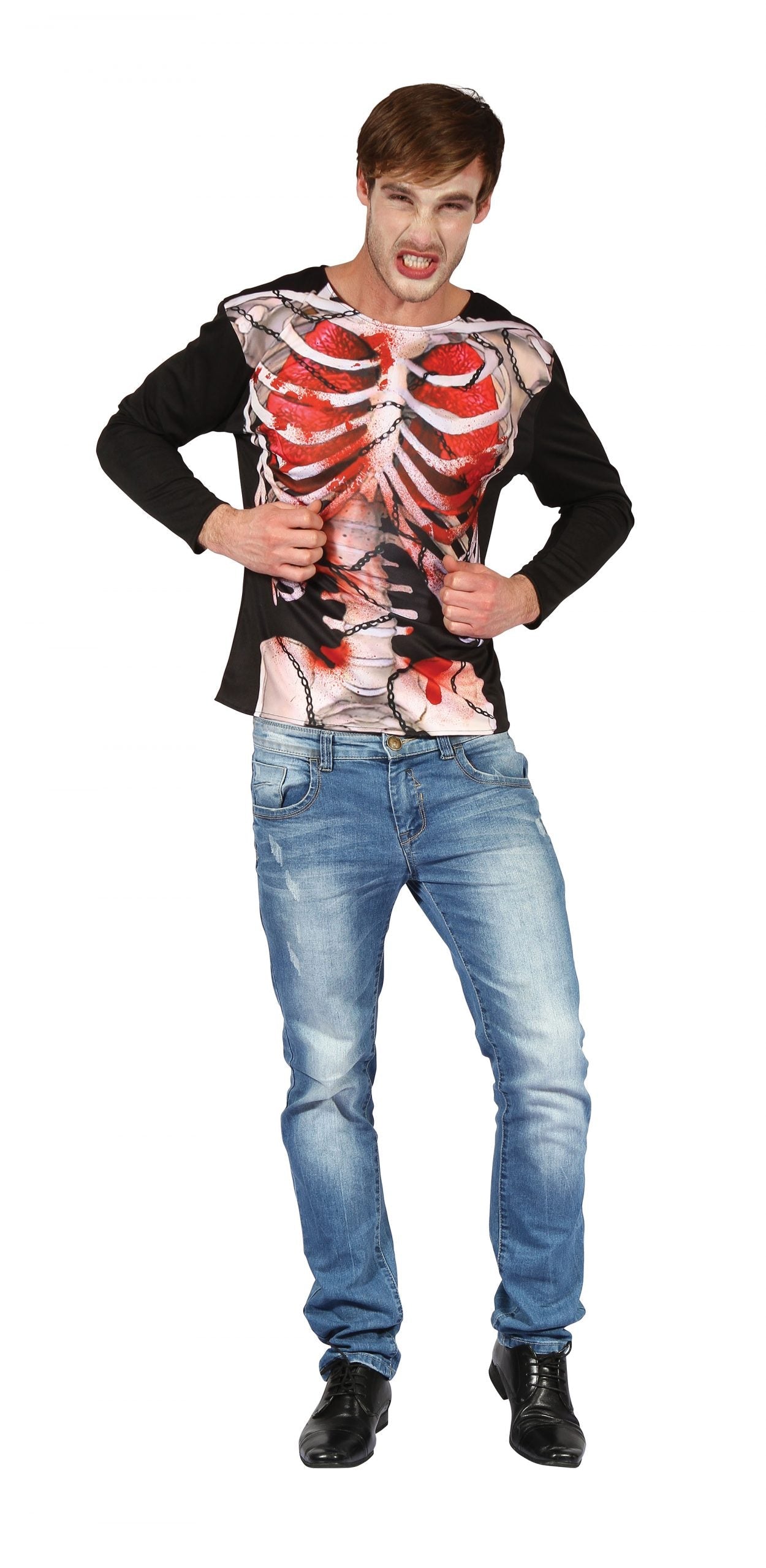 Skeleton Chained 3d Print- Shirt Adult Costume Male Chest Size 44" 1