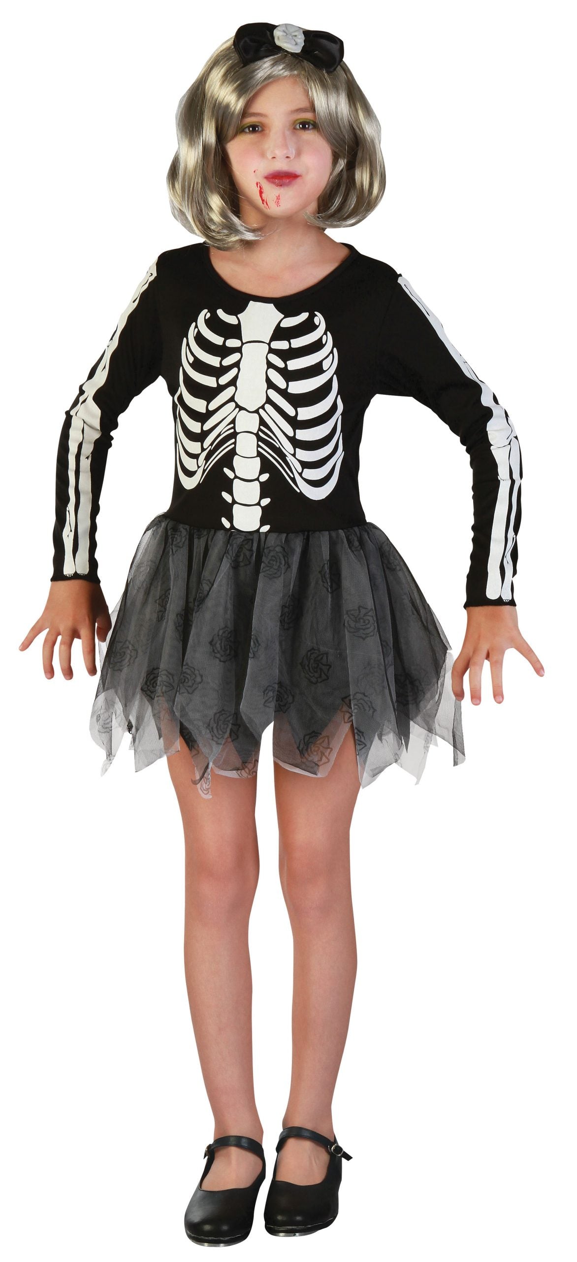 Skeleton Girl Large Childrens Costume Female 1