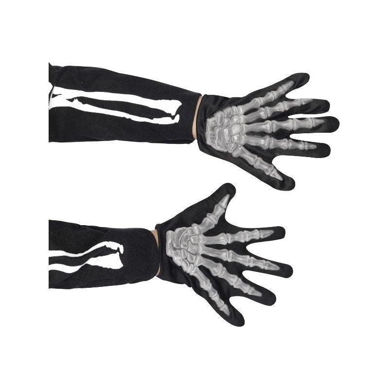 Skeleton Gloves Childs Black Halloween Costume Accessory 1