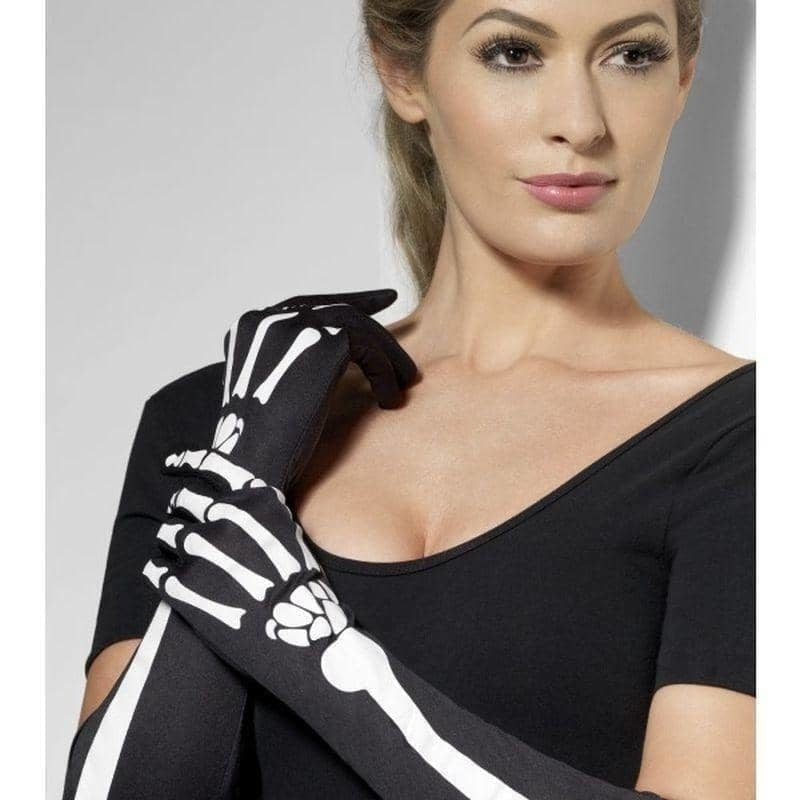 Skeleton Gloves Long Black 46cm_1