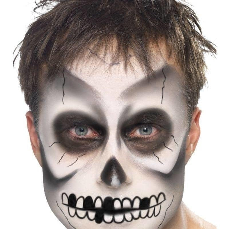 Skeleton Kit Adult Black White Face Paint Black Crayon and Sponge 1