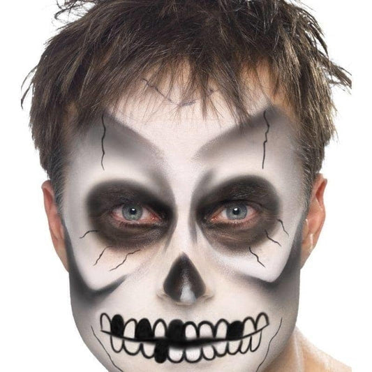 Skeleton Kit Adult Black White Face Paint Black Crayon and Sponge 1