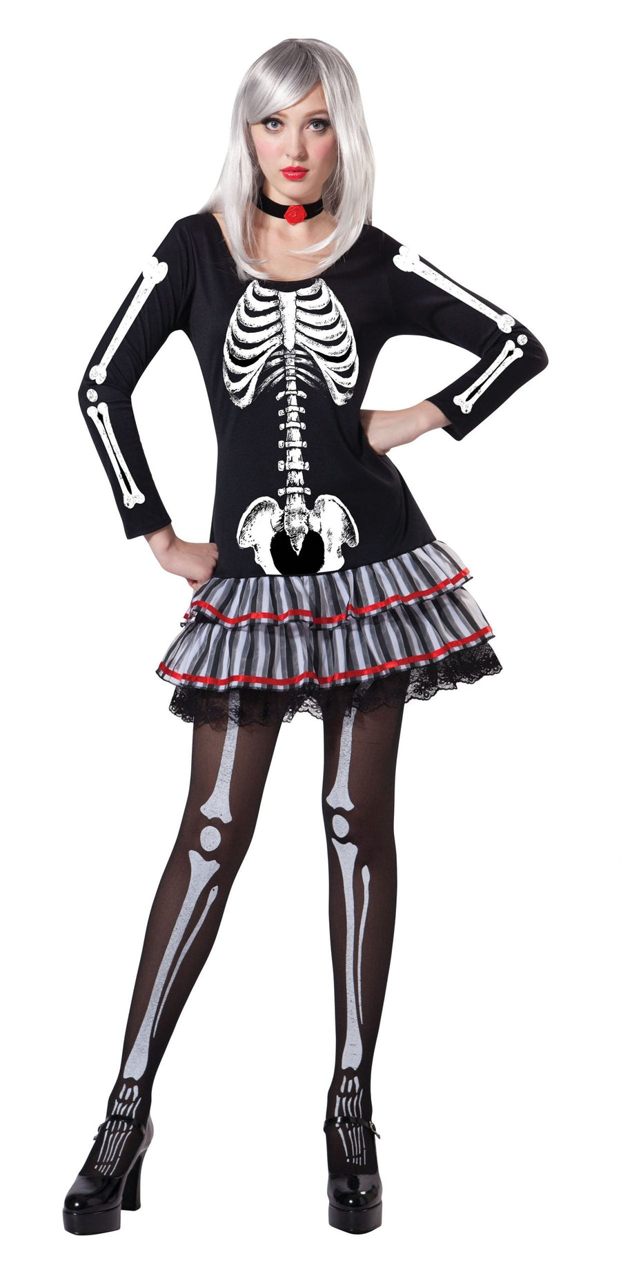 Skeleton Maiden Adult Costume Female Uk Size 10 14_1