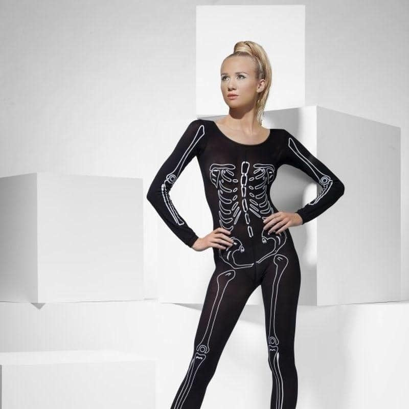 Skeleton Print Bodysuit Adult Black 1