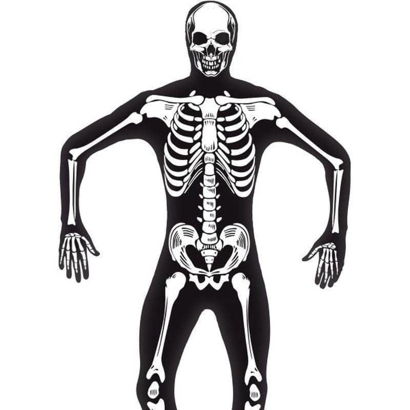 Skeleton Second Skin Costume Adult Black White Glow In The Dark_1