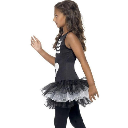 Skeleton Tutu Costume Kids Black and White Printed Dress 3