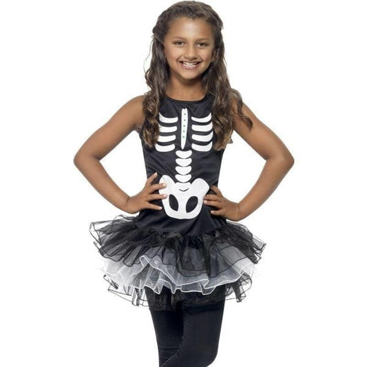 Skeleton Tutu Costume Kids Black and White Printed Dress 1