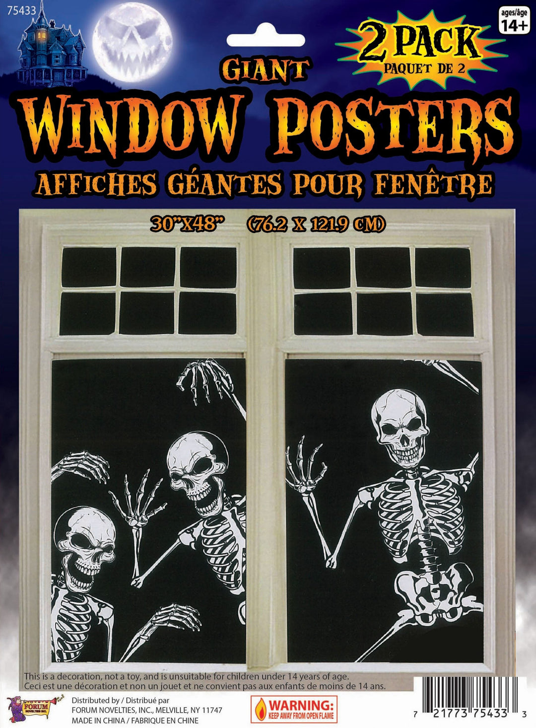 Skeleton Window Poster Halloween Decoration_1