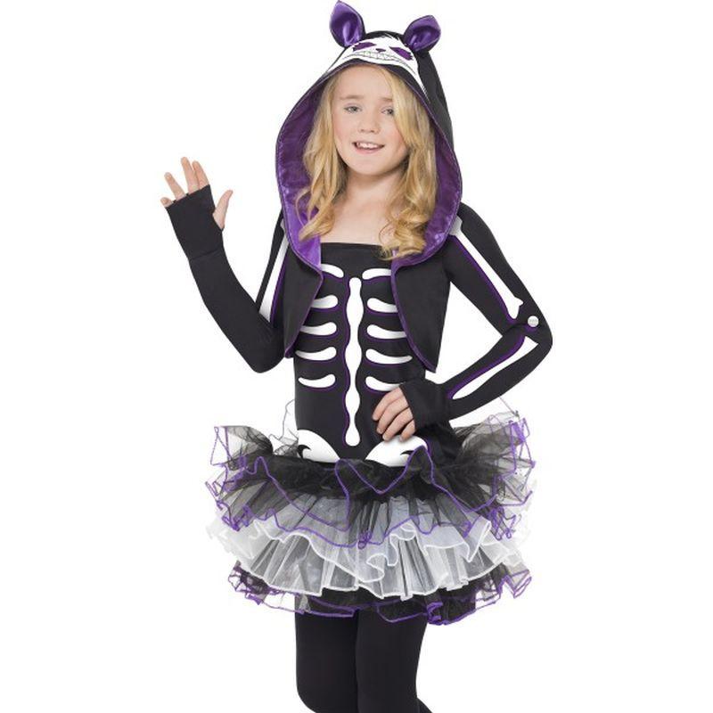 Skelly Cat Costume Kids Black White 1