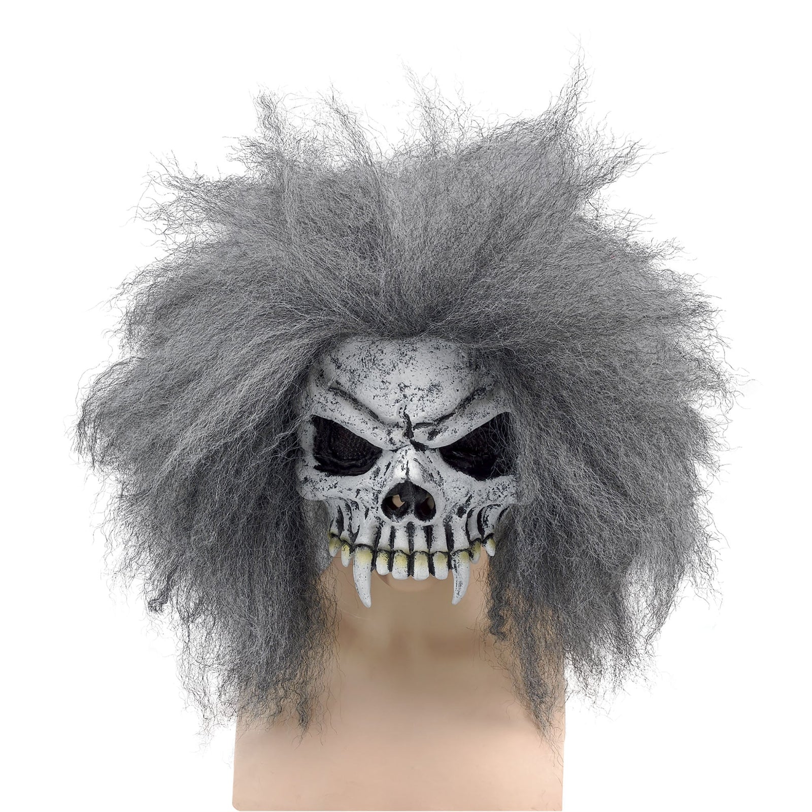 Skull Half Face Mask Grey Hair 1