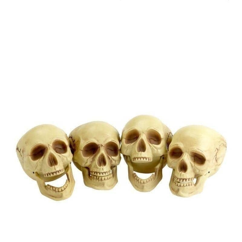Skull Heads Adult Natural 4 off 16cm Halloween Accessory 1