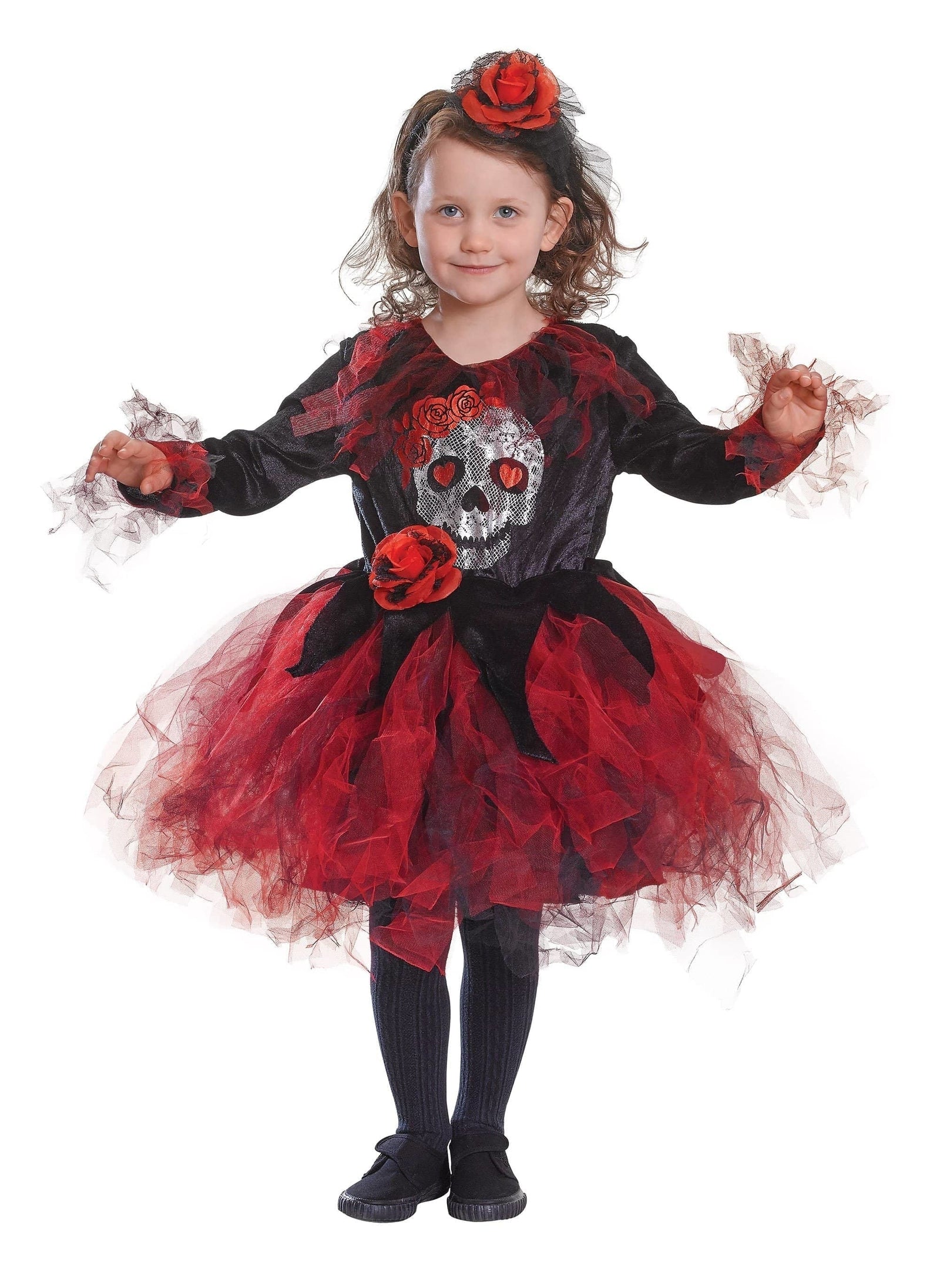 Skull Tutu Red Black Medium Childrens Costume Female 1