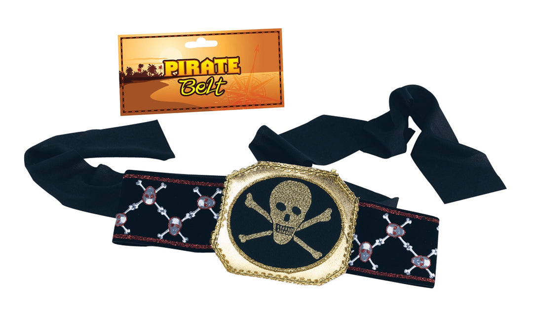 Skull and Crossbones Pirate Belt Black Costume Accessory_1
