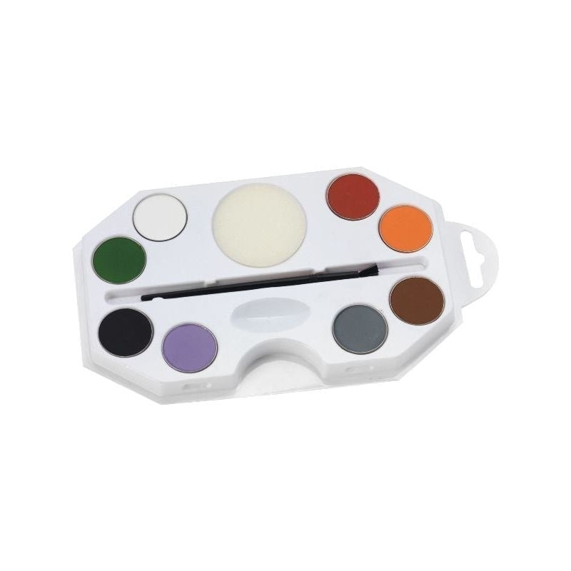 Smiffys Make Up FX Aqua Halloween Kit Adult Assorted Colour Palate Sponge Brush 2