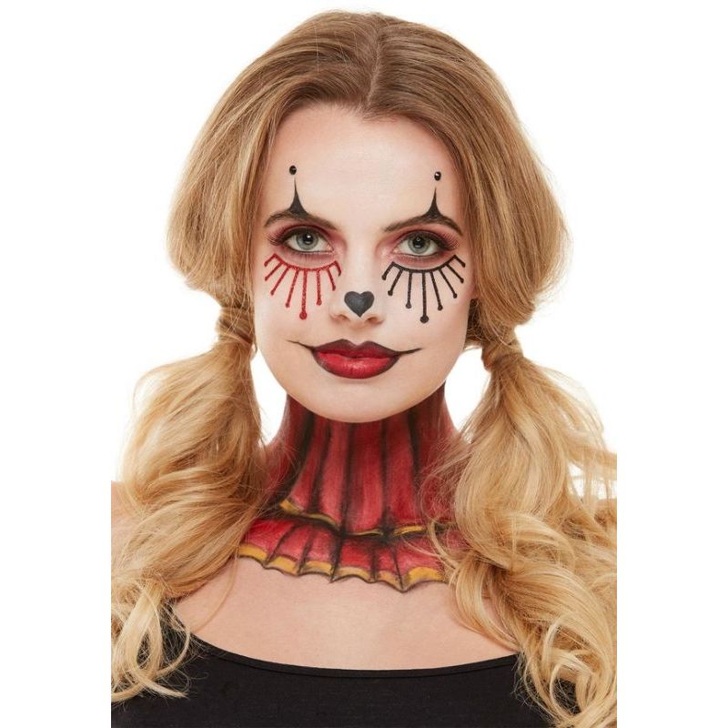 Vintage Clown Aqua Make Up Kit White Red Facepaint Stickers Gems Crayon 2