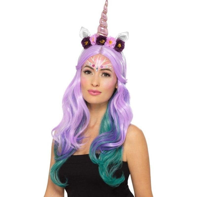 FX Unicorn Makeup Kit Aqua Multi Coloured Face Paints Glitter Shimmer Gems Applicators 1