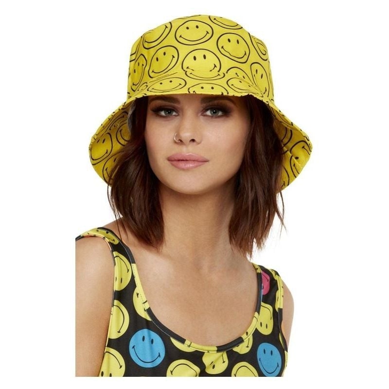 Smiley Printed Bucket Hat Yellow and Black 1