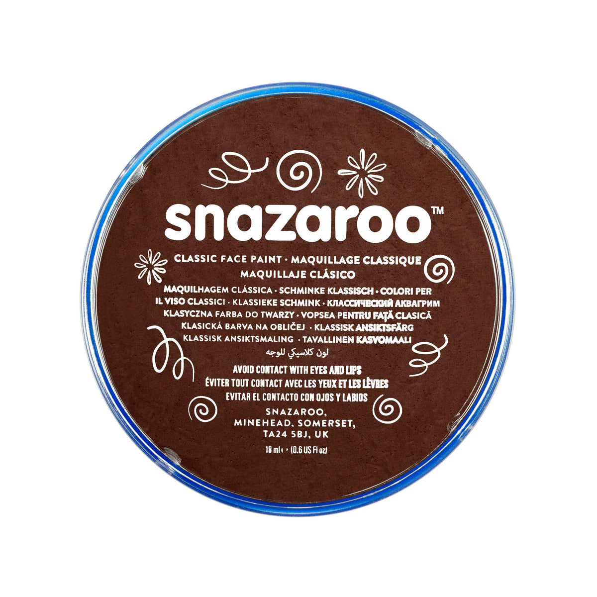 Snazaroo Dark Brown 18ml Tub Make Up Face Paint 1