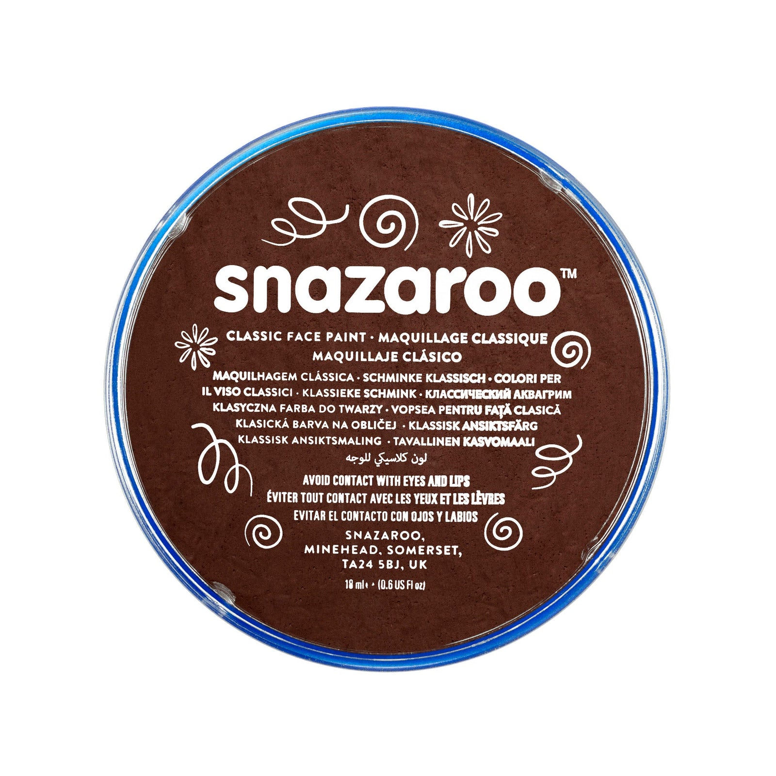 Snazaroo Dark Brown 18ml Tub Make Up Face Paint 1