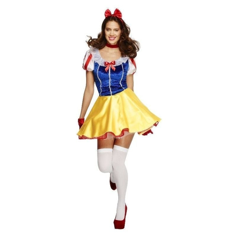Snow White Fairytale Costume Adult Fever Blue Yellow Dress Underskirt Headband Choker_4