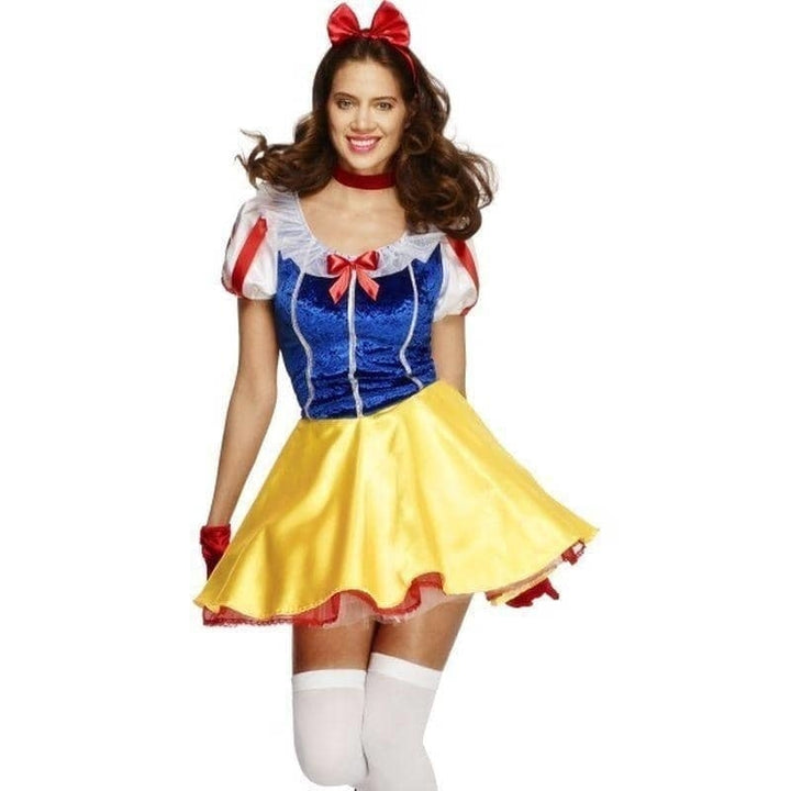 Snow White Fairytale Costume Adult Fever Blue Yellow Dress Underskirt Headband Choker_1