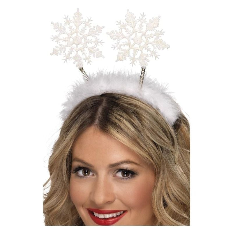 Snowflake Boppers White Marabou Headband Adult Costume Accessory 2